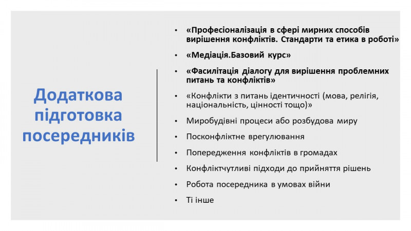 Додаткова підготовка посередників